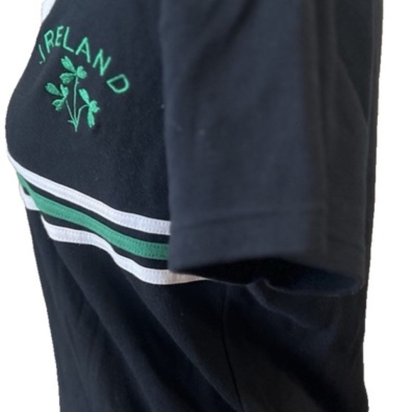 Lansdowne Ireland Women's Top Size 10 Collar V-Neck Black White Green Embroidery - Picture 5 of 11